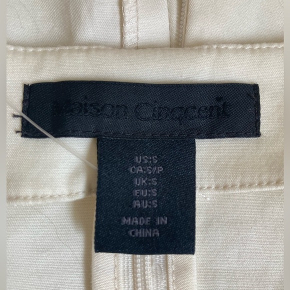 Maison Cinqcent Pleated Balloon Sleeve Top NWOT V Neck Cotton - Picture 9 of 12